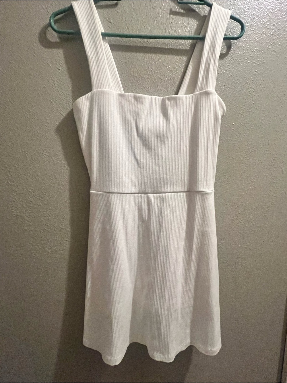 Victoria's Secret White Ribbed Square-Neck Mini Dress